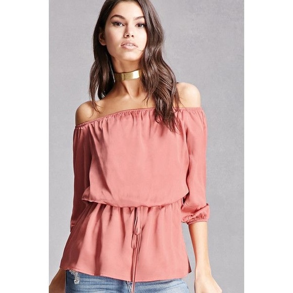 Tops - Off the Shoulder Satin Shirt
